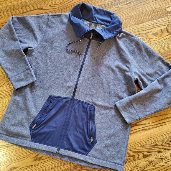 Under Armour Heather Blue Fleece Jacket Large - Picture 1 of 4